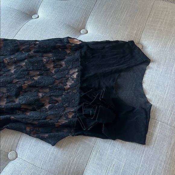 Petit Pois for Viviana G Black Sheer Lace Midi Dress Size Small - Picture 5 of 10